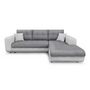 Voir la diapositive 3 : Canapé d'angle droit convertible CLELIA, 4 places, tissu microfibre gris PU blanc ou noir