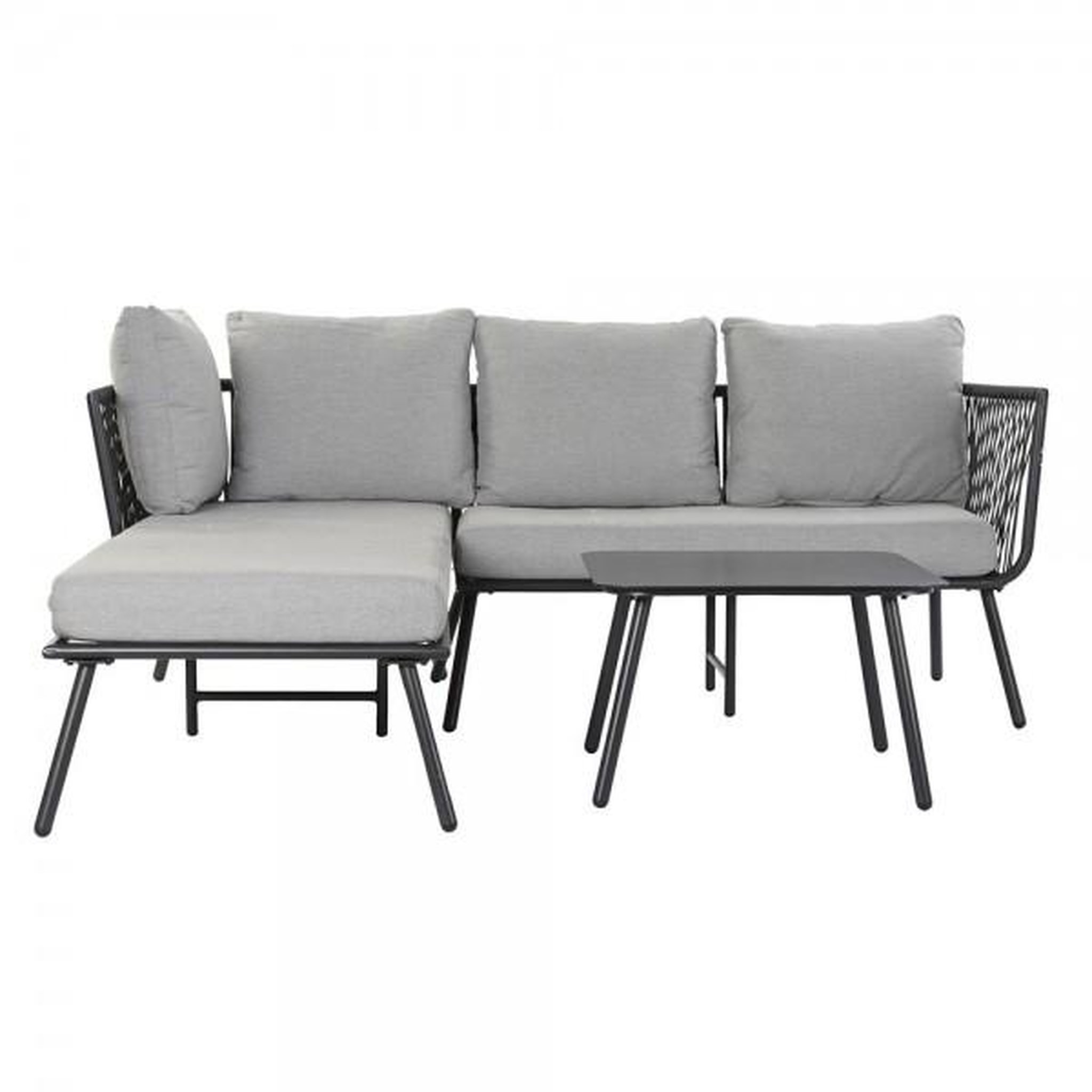 Voir la diapositive 1 : MARKET24 Canapé de jardin DKD Home Decor Noir Métal Aluminium Corde 30 x 40 cm 192 x 163 x 86 cm