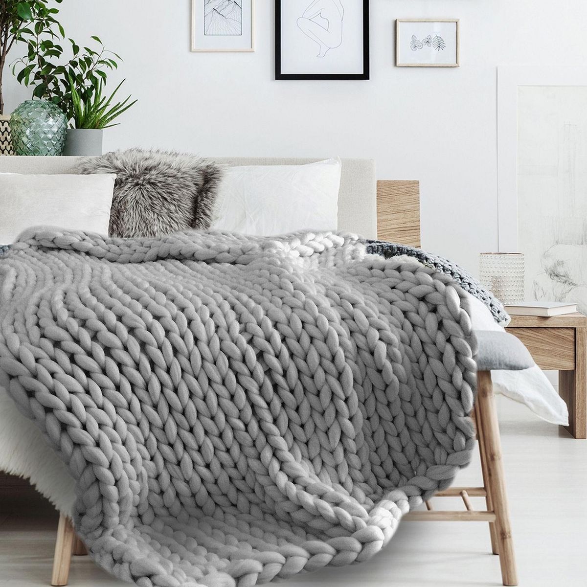 The Home Deco Factory Plaid grosse maille Chunky