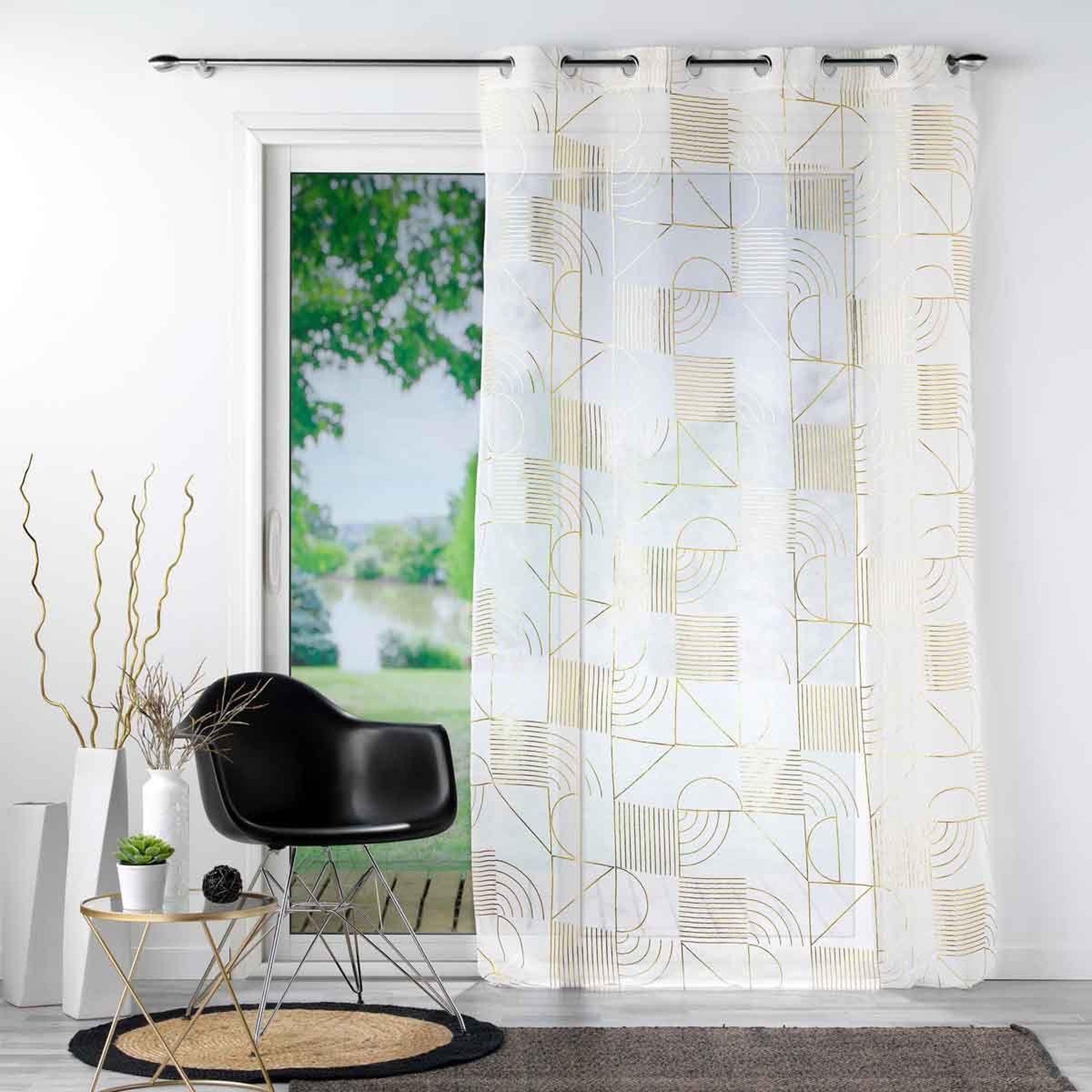 Voir la diapositive 4 : Douceur d'Intérieur Rideau voilage à œillets  lineor  140x240cm blanc