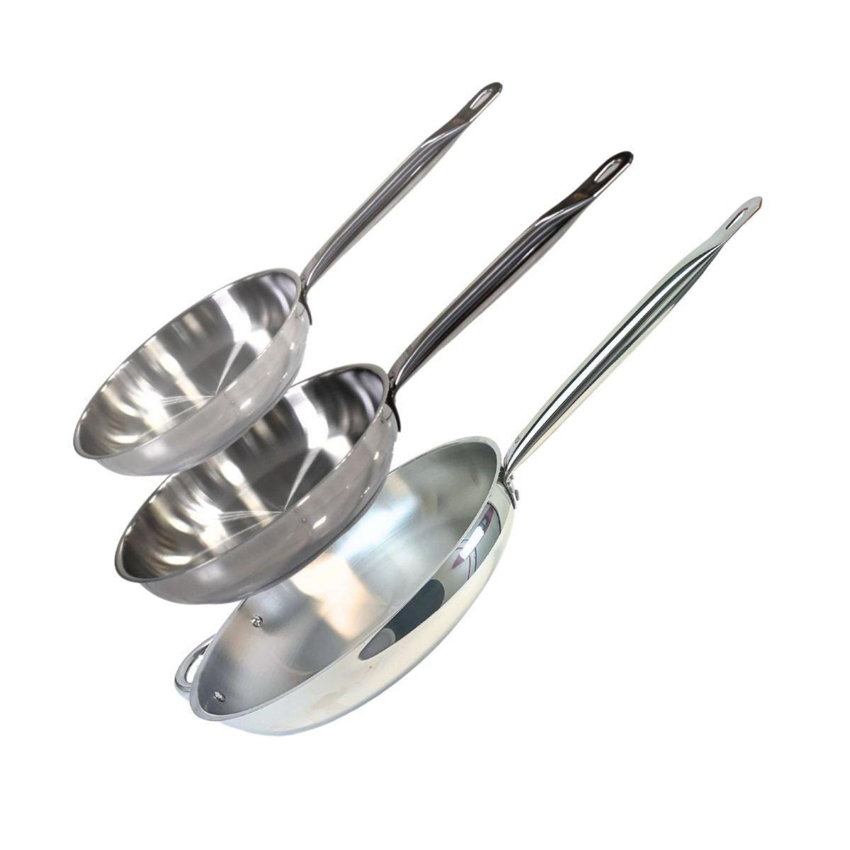 ELO Lot de 3 poêles inox de 24 cm 28 cm et 32 cm Elo Profi Therm