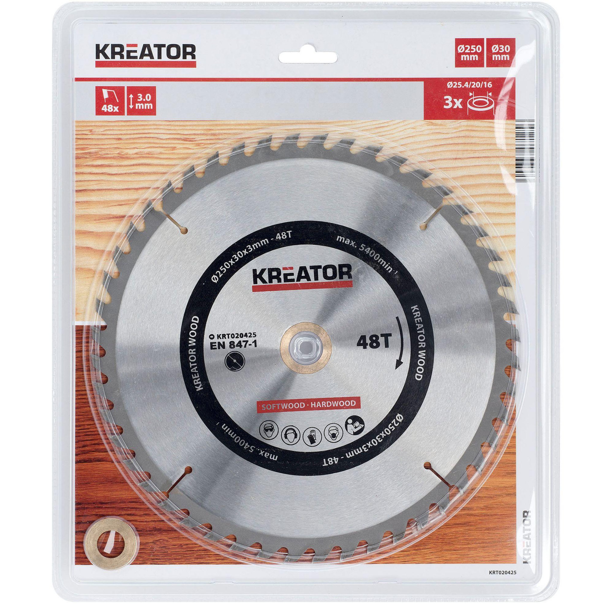 Voir la diapositive 2 : KREATOR Lame circulaire à carbure 250mm 48dents