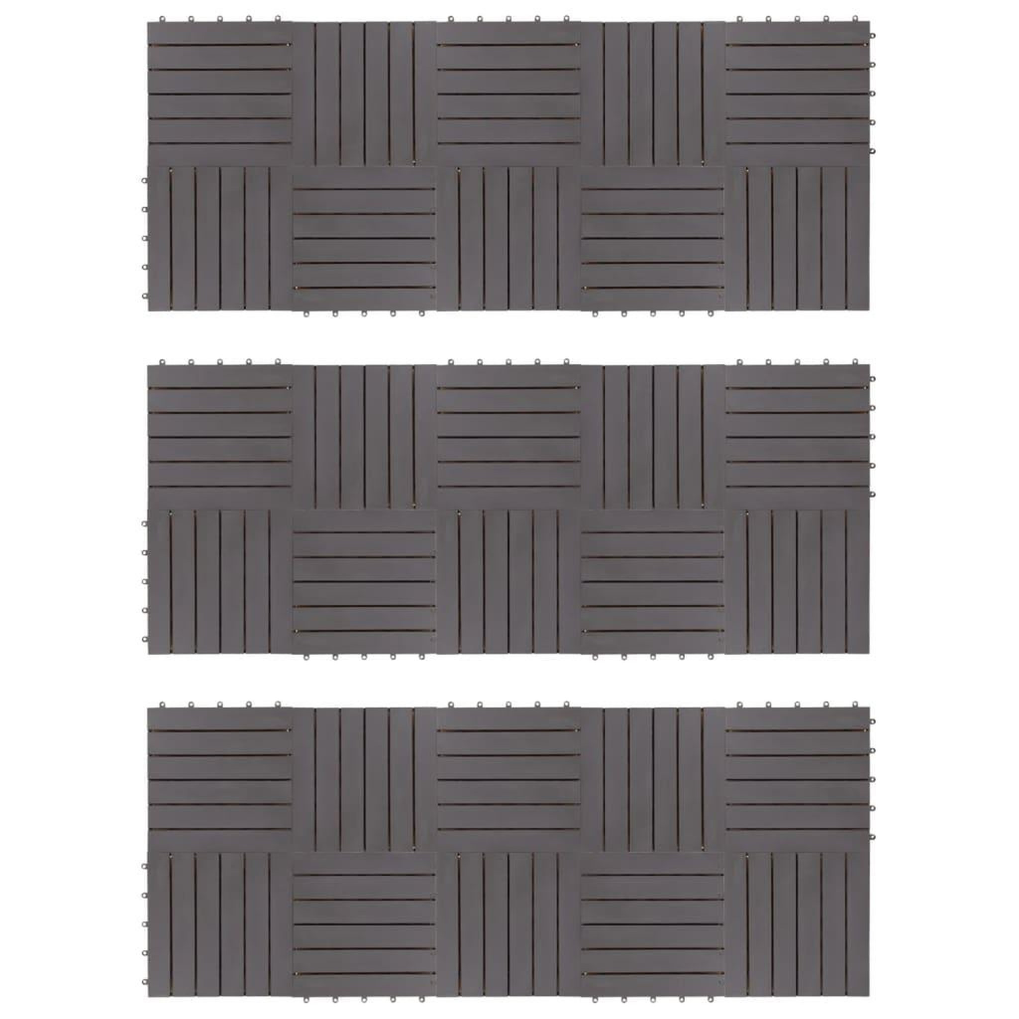 Voir la diapositive 1 : VIDAXL Carreaux de terrasse 30pcs Delavage gris 30x30 cm Acacia solide