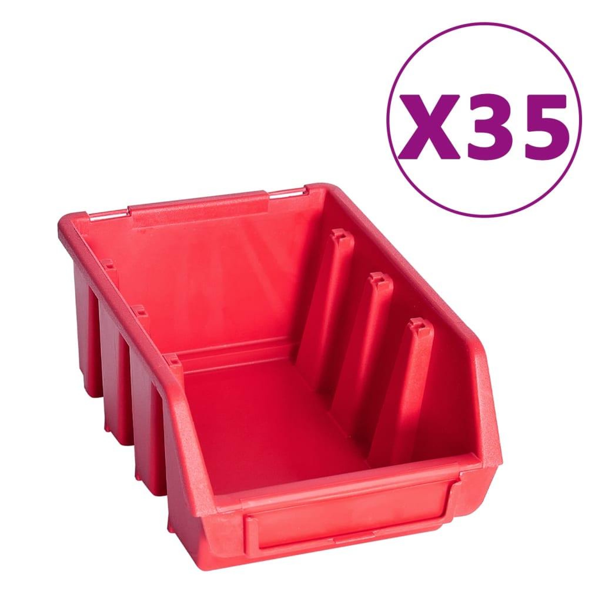 Voir la diapositive 3 : VIDAXL Kit de bacs de stockage et panneaux muraux 141pcs rouge et noir