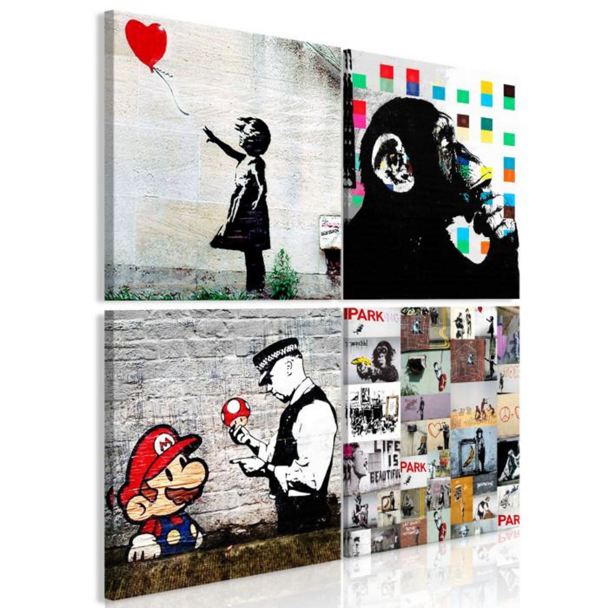 Paris Prix Tableau Imprimé 4 Panneaux  Banksy - Collage