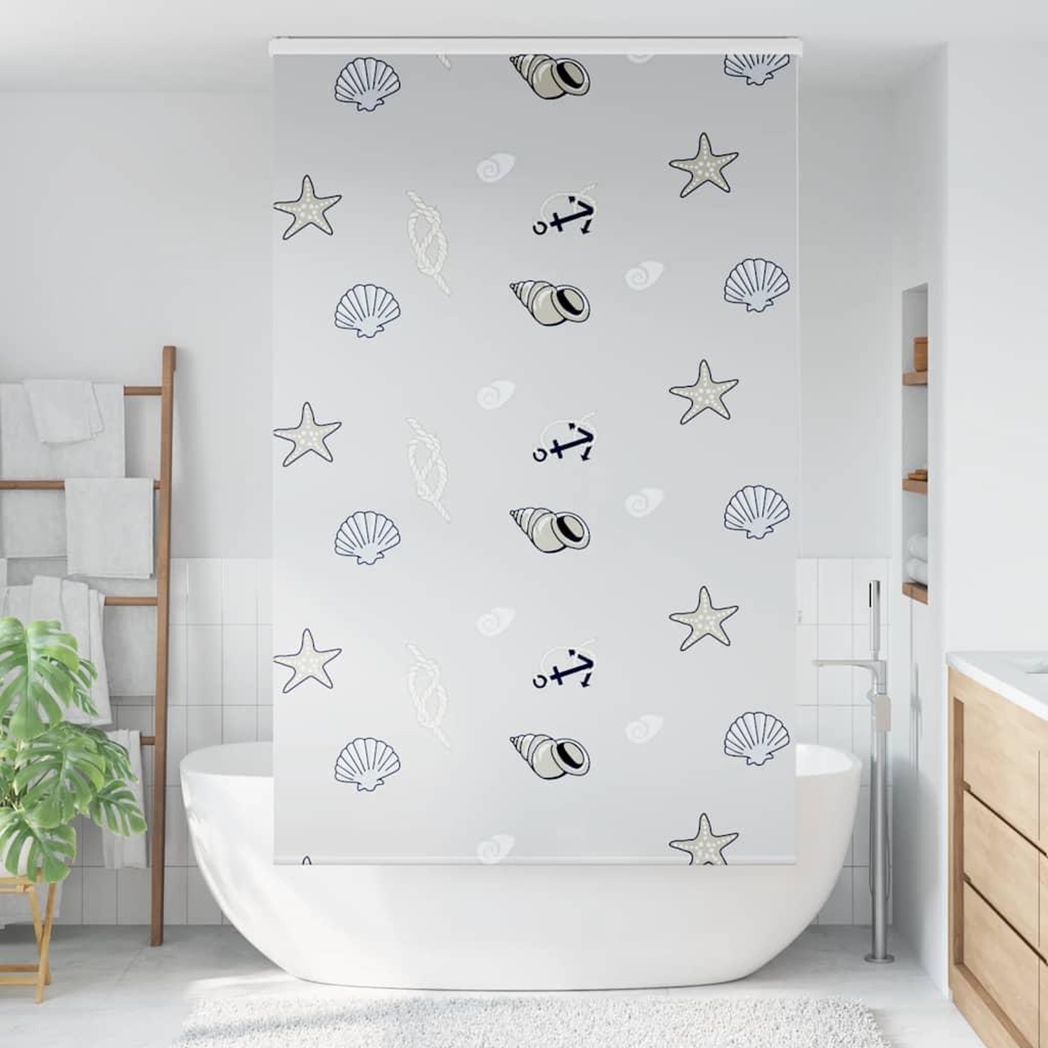 Voir la diapositive 2 : VIDAXL Store enrouleur de douche avec cassette largeur du tissu 126 cm