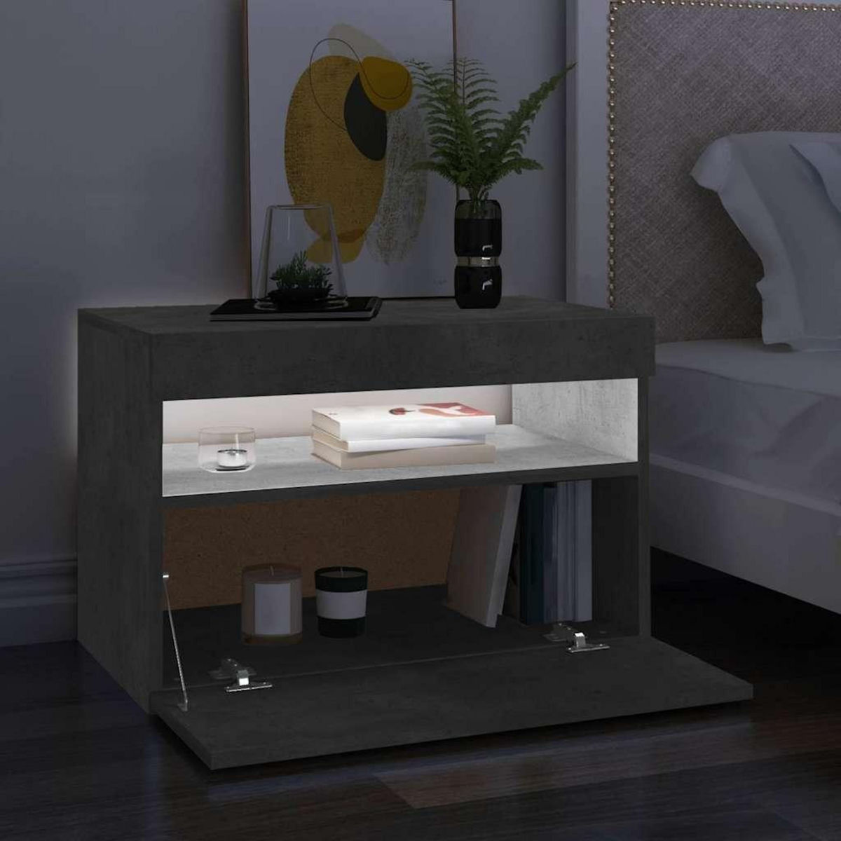 VIDAXL Meuble TV avec lumieres LED gris beton 60x35x40 cm