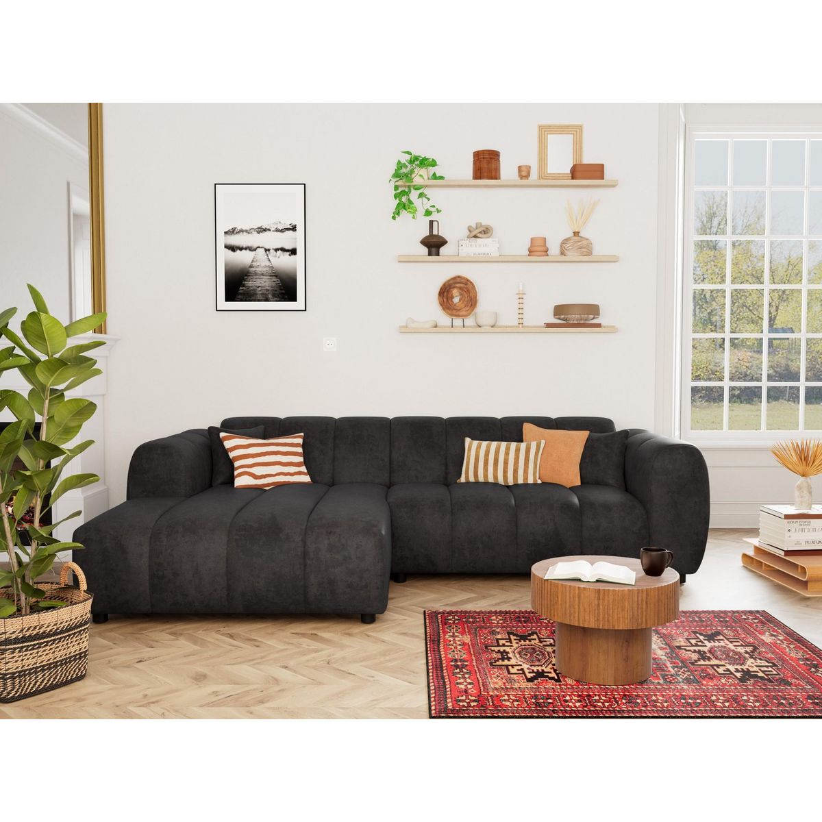 LISA DESIGN Curtis - canapé d'angle gauche 4 places en simili