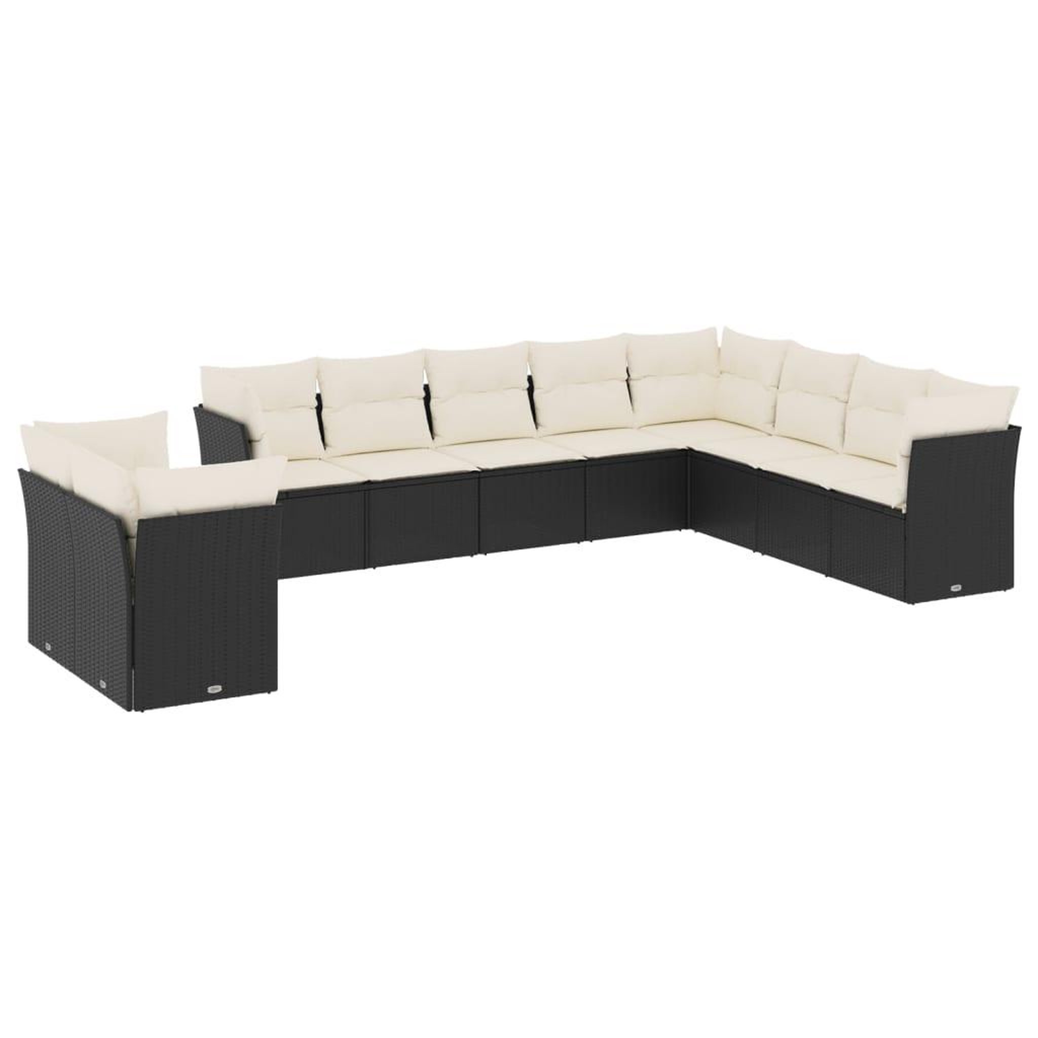Voir la diapositive 2 : VIDAXL Salon de jardin 10 pcs avec coussins noir resine tressee