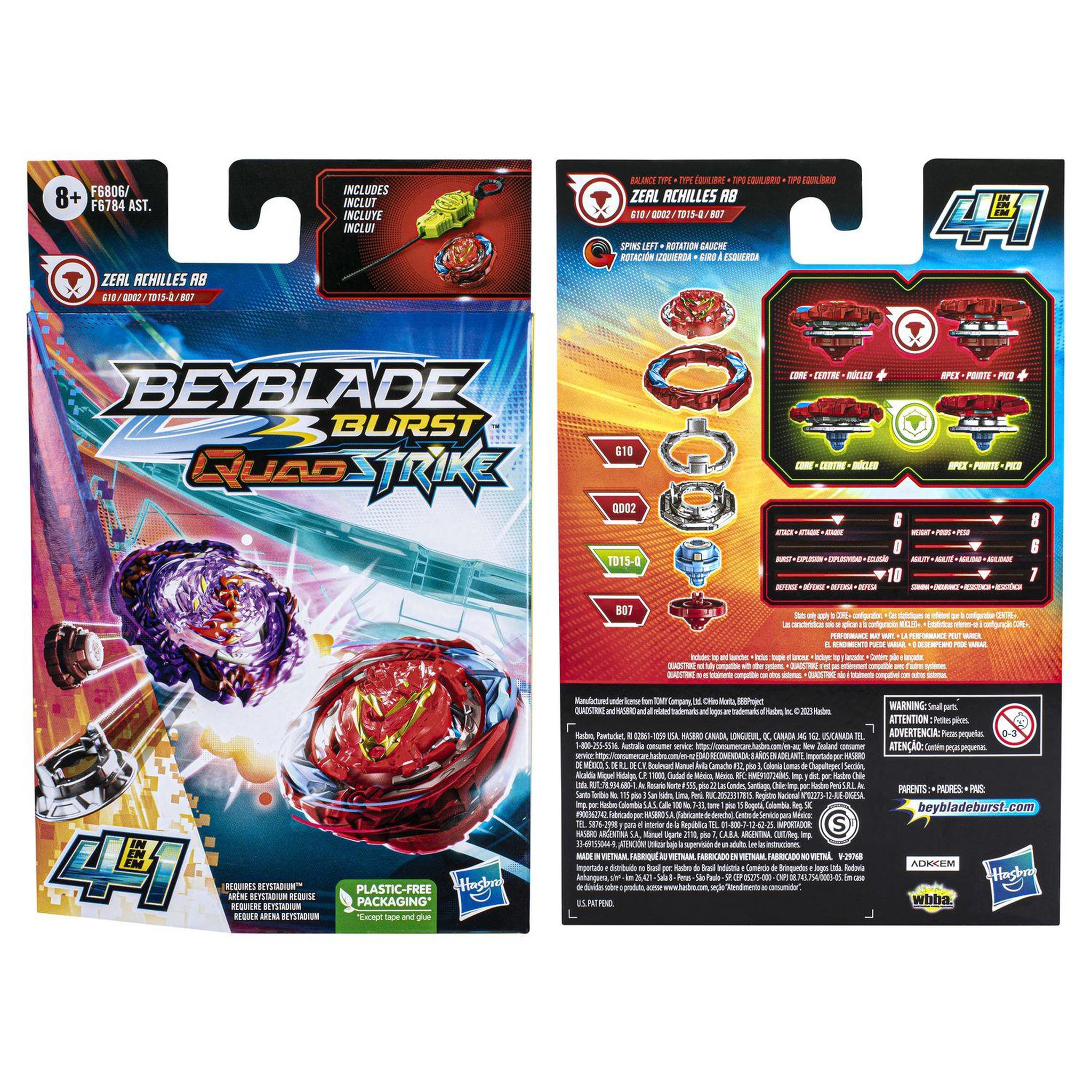 Voir la diapositive 5 : HASBRO Pack Single Burst Quadstrike Beyblade 