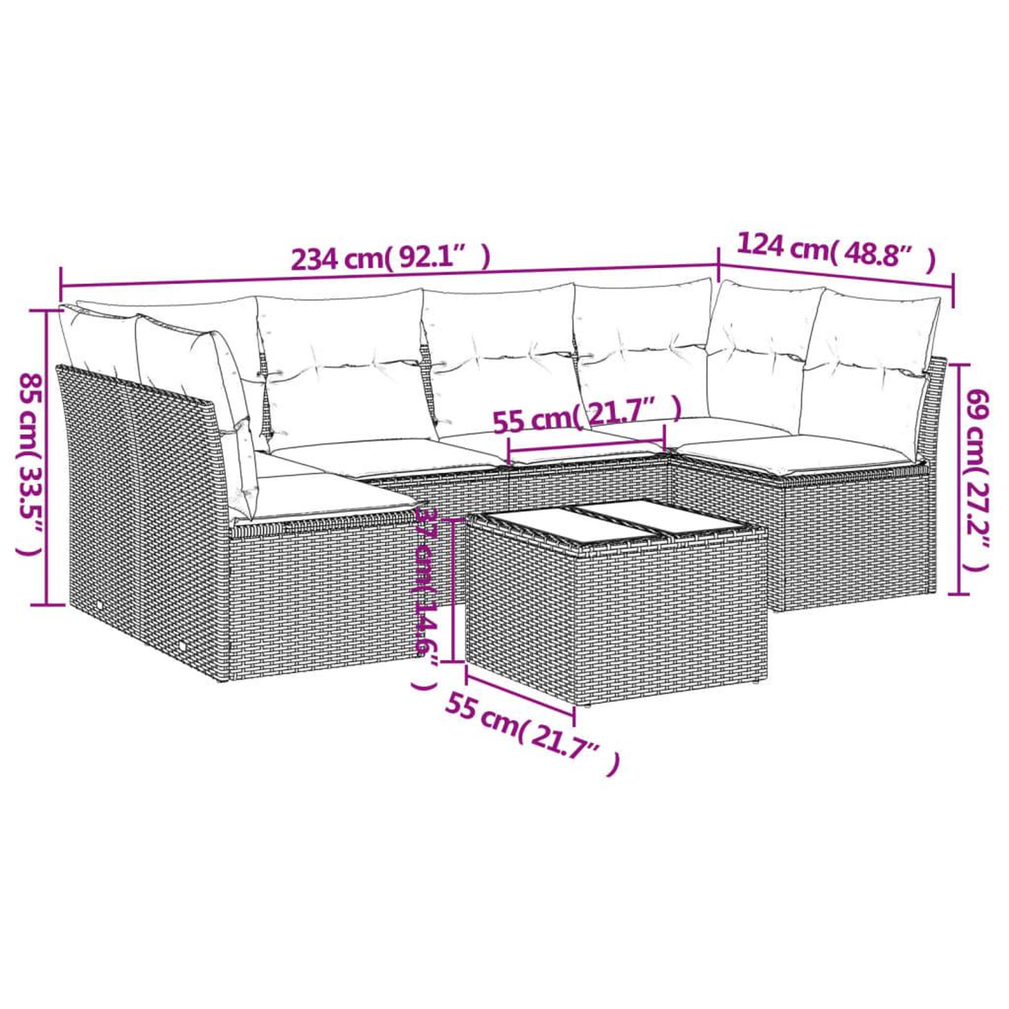 Voir la diapositive 4 : VIDAXL Salon de jardin avec coussins 7 pcs beige resine tressee