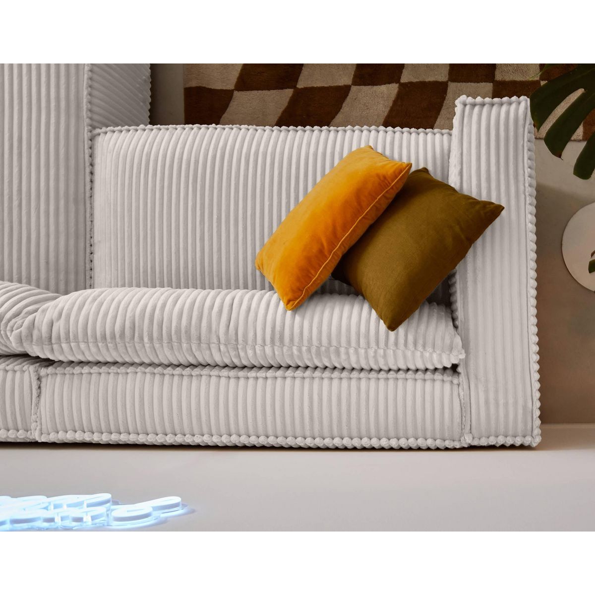 LISA DESIGN Ela - canapé d'angle droit - 4 places - en velours côtelé grosses côtes