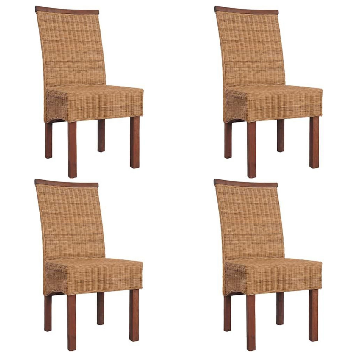 VIDAXL Chaises a manger lot de 4 marron rotin naturel