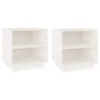 Voir la diapositive 2 : VIDAXL Tables de chevet 2 pcs Blanc 40x34x40 cm Bois de pin solide