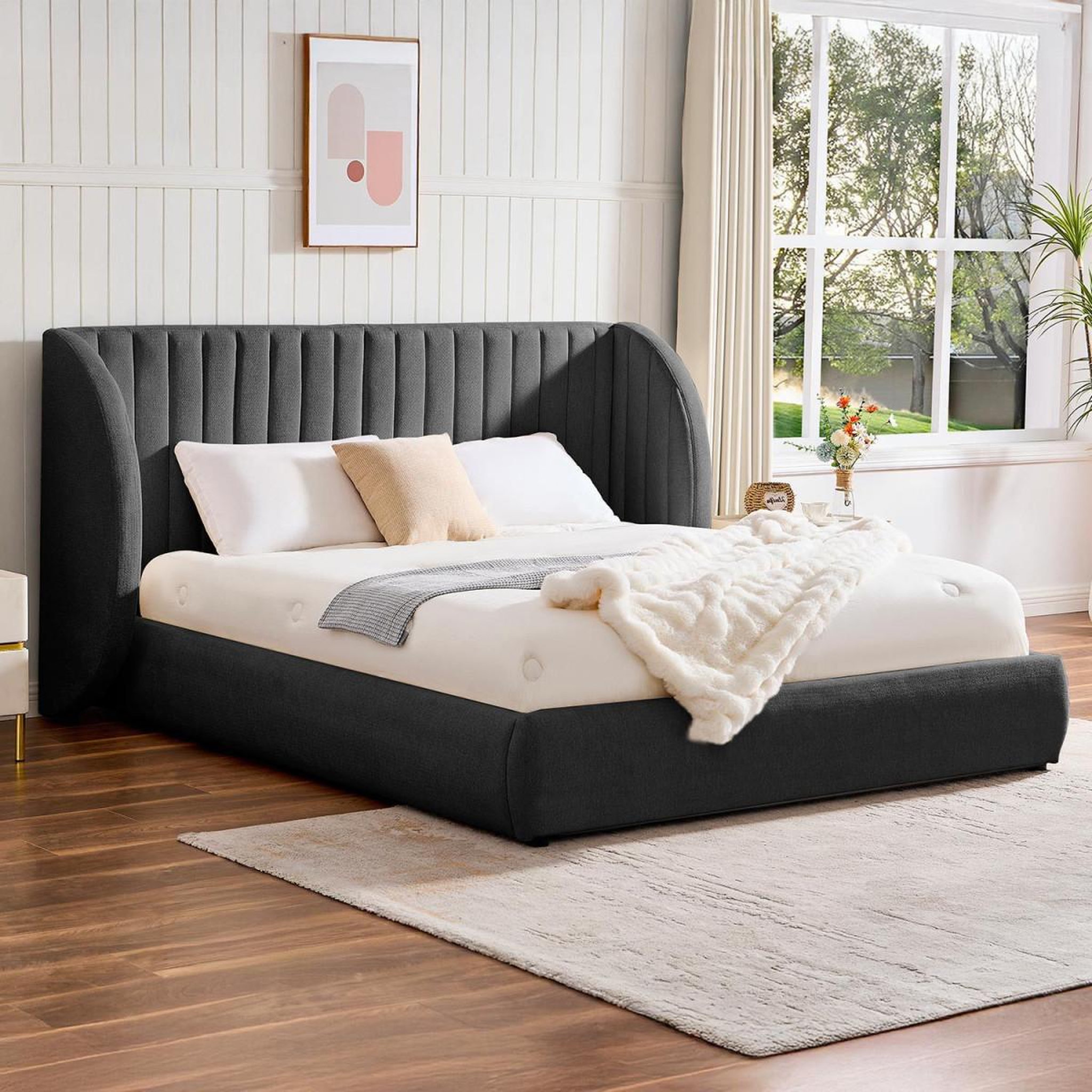 Voir la diapositive 6 : Paris Prix Lit coffre tête de lit modulable  comfy  160x200cm gris foncé