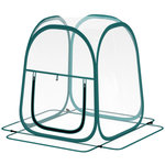 OUTSUNNY Mini serre de jardin pop up avec sac de transport - porte zippée enroulable - dim. 70 x 70 x 80 cm - PVC transparent vert