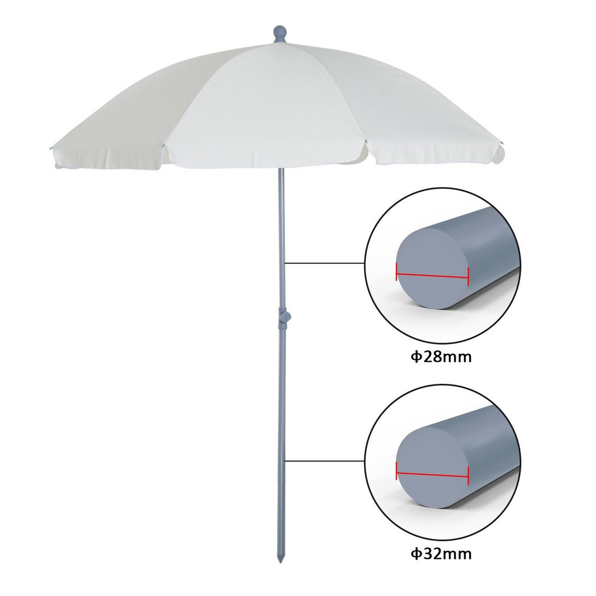 OUTSUNNY Parasol inclinable octogonal de jardin Ø 2,2 x 2,3 H m métal polyester crème