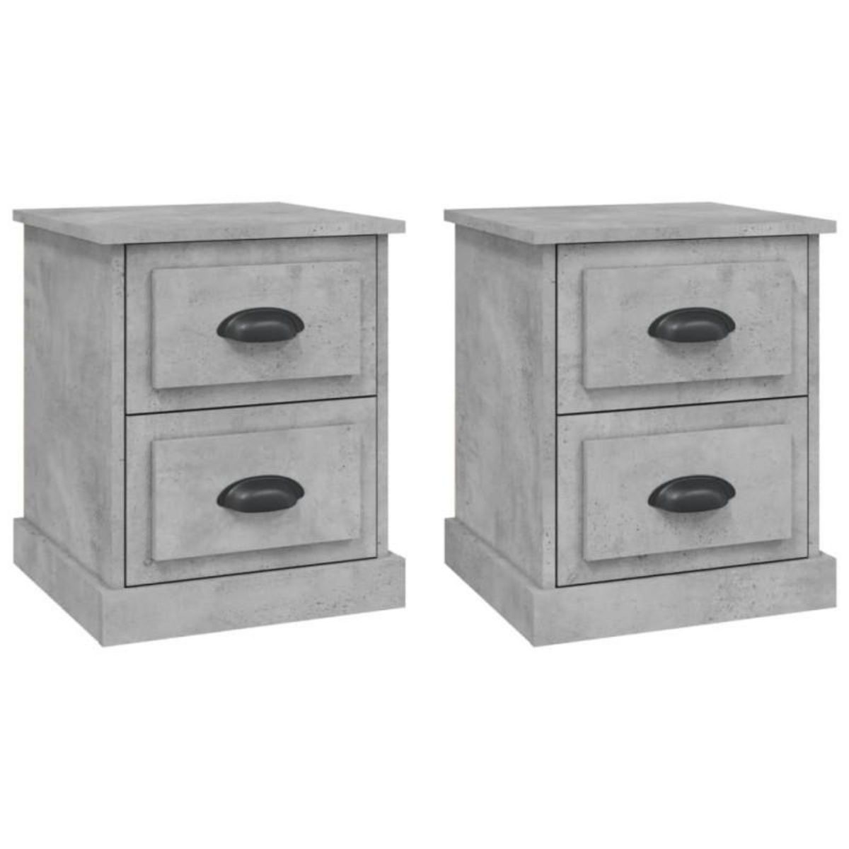 VIDAXL Tables de chevet 2 pcs gris béton 39x39x47,5 cm bois ingénierie