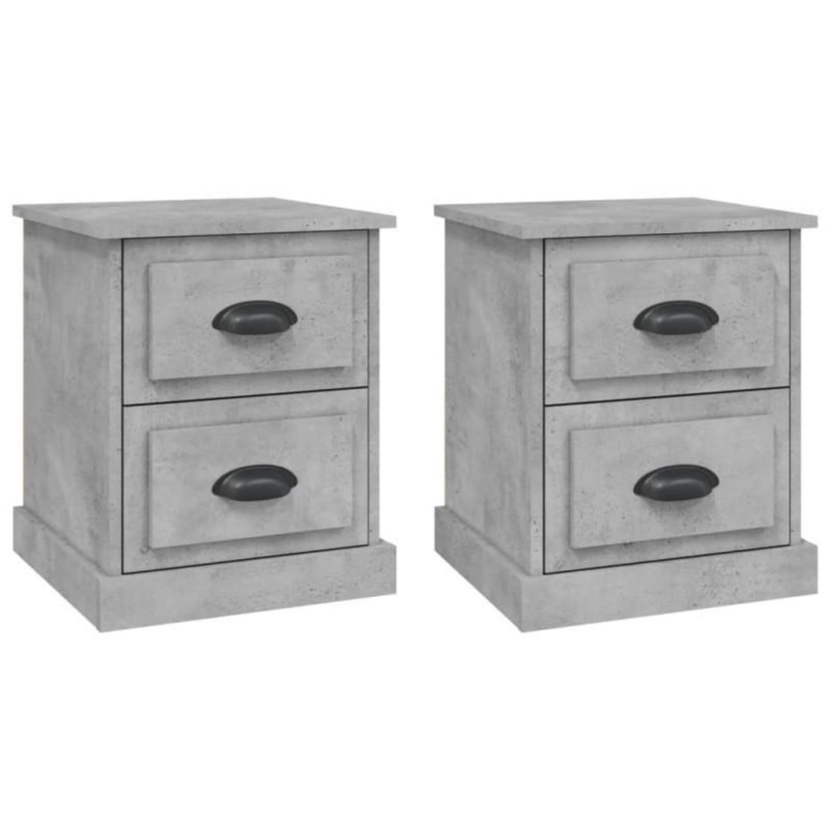 VIDAXL Tables de chevet 2 pcs gris béton 39x39x47,5 cm bois ingénierie