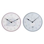 AAAAA Horloge Murale DKD Home Decor Bleu Rose Bois Métal Plastique Bois MDF Enfant Oiseau 24 x 3 x 24 cm (2 Unités)