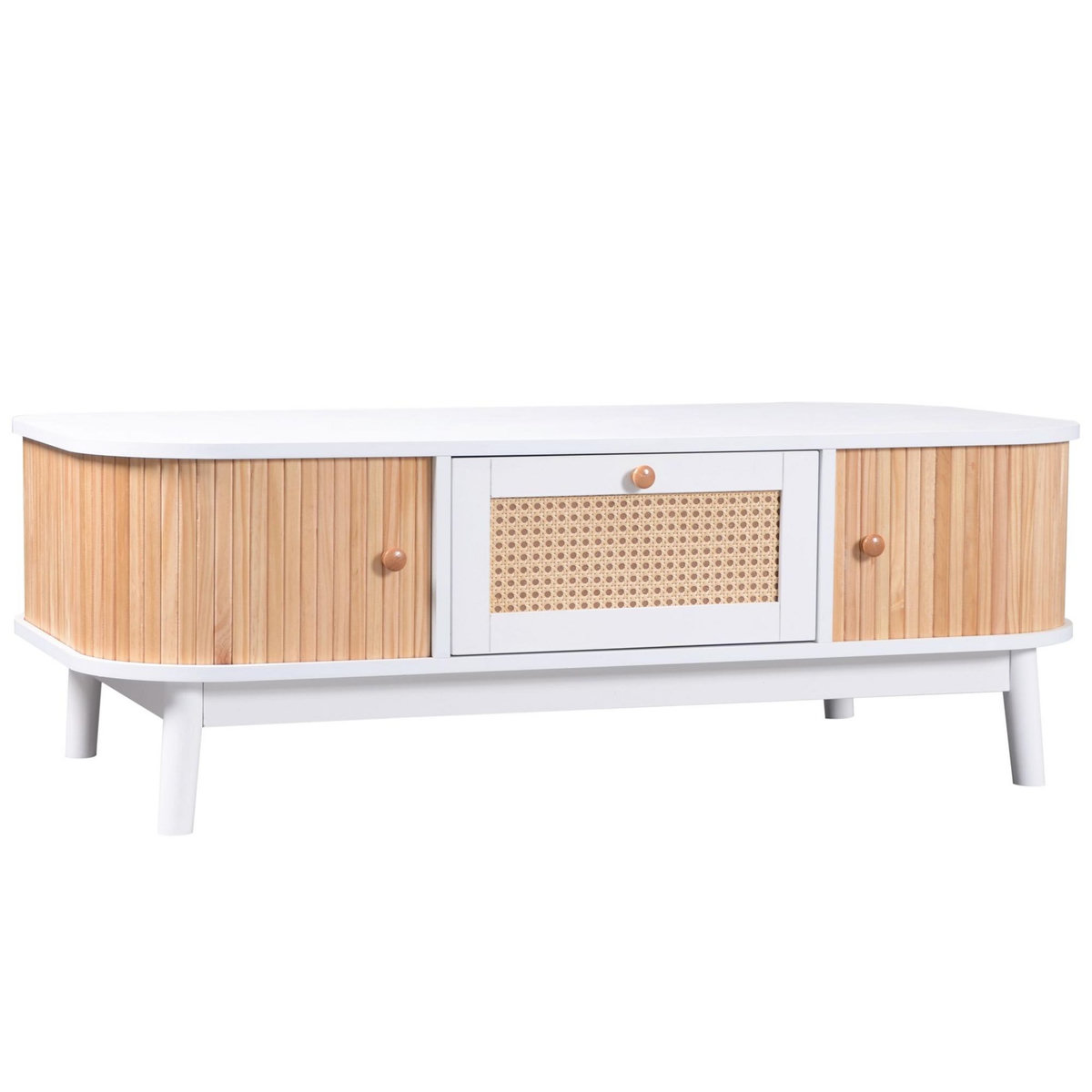 MERAX Table Basse 100 Cm Blanc Avec 1 Tiroir