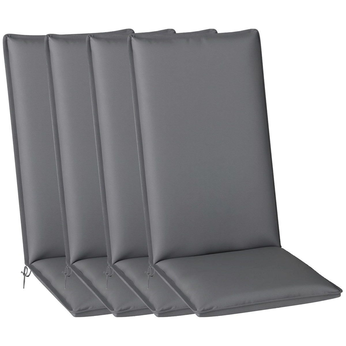 OUTSUNNY Lot de 4 coussins galettes assise dossier de chaises fauteuils de jardin polyester gris