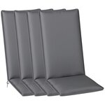OUTSUNNY Lot de 4 coussins galettes assise dossier de chaises fauteuils de jardin polyester gris