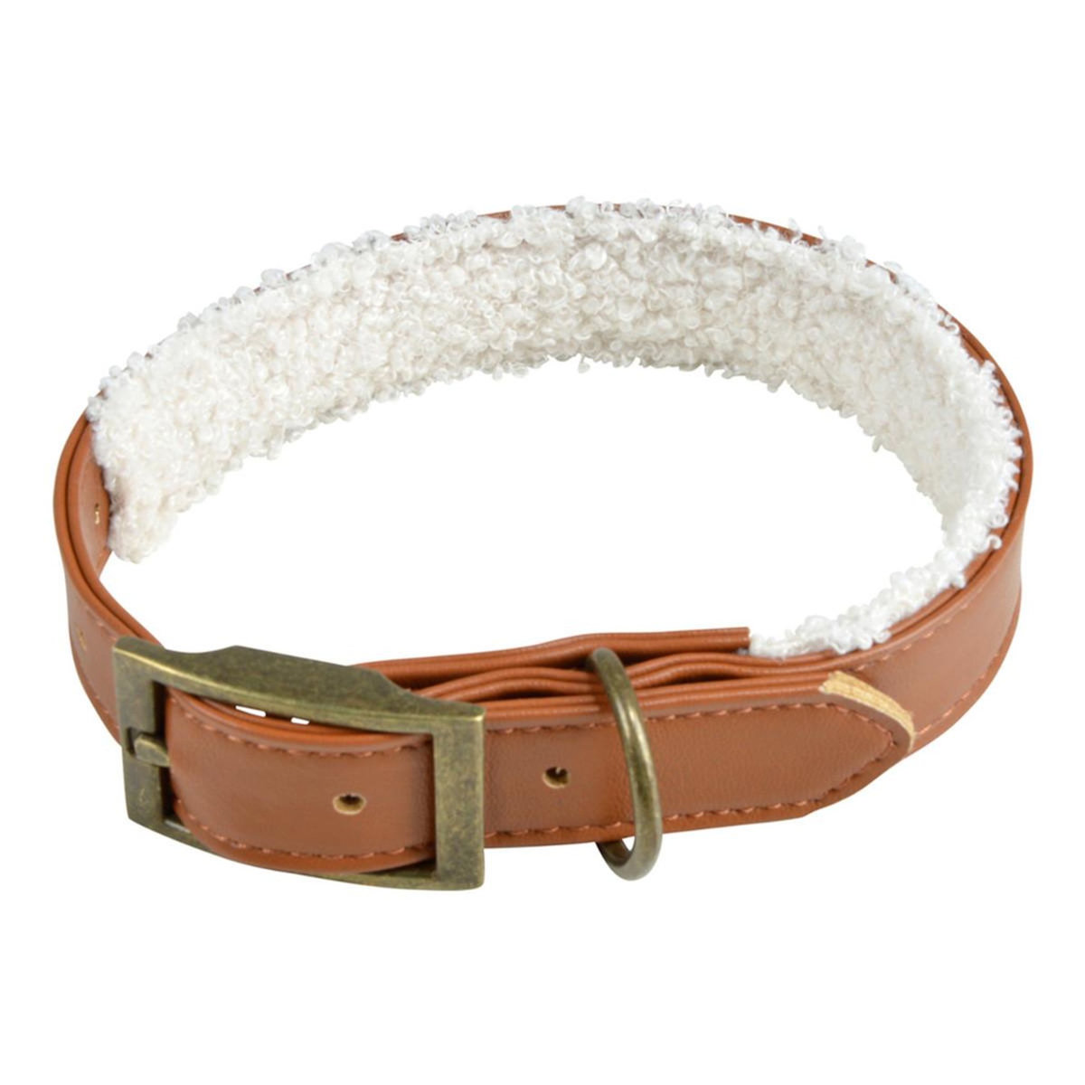 Paris Prix Collier pour Chien  Wooly  40cm Cognac & Écru
