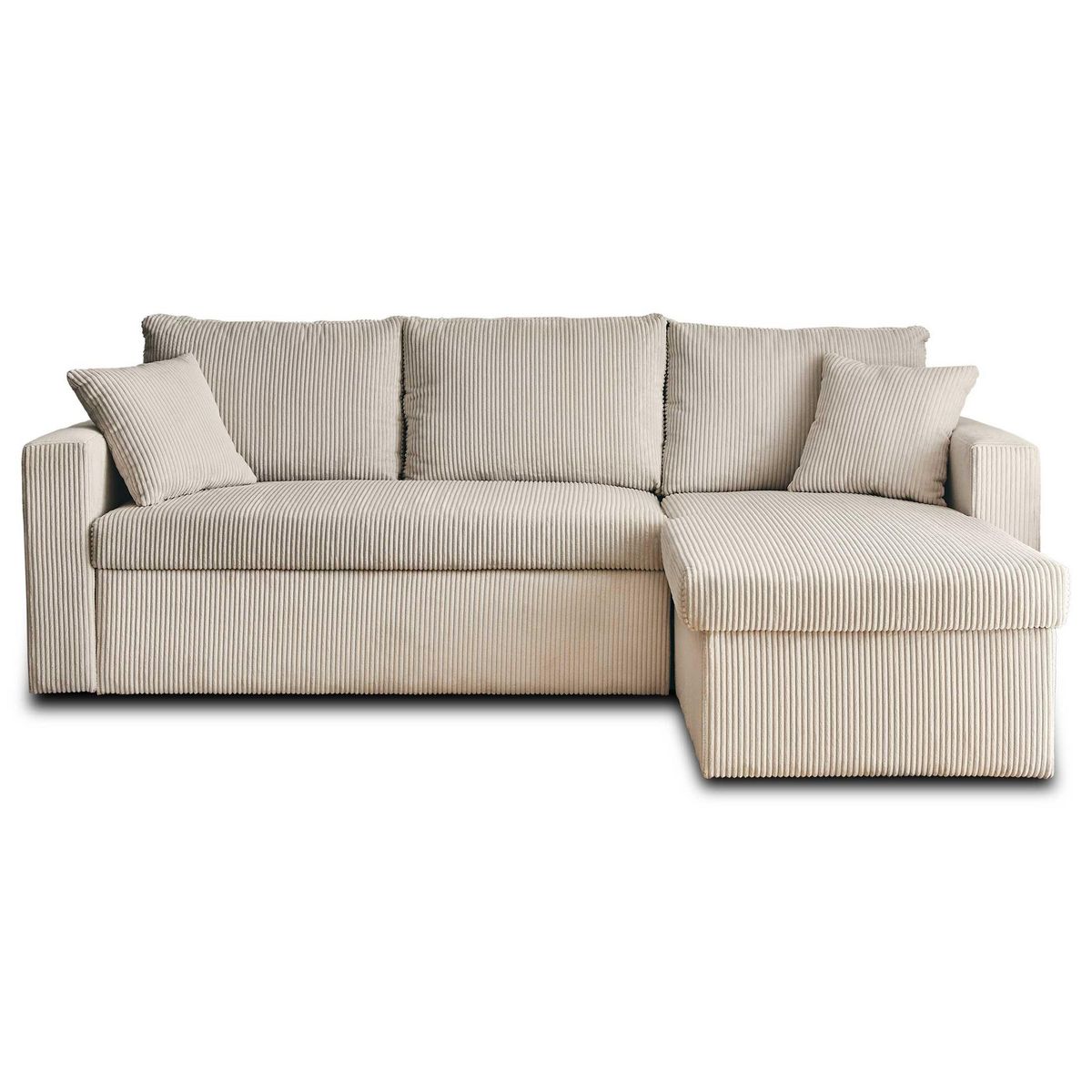 BEST MOBILIER Cyrus - canapé d'angle réversible 4 places - convertible avec coffre - en velours côtelé