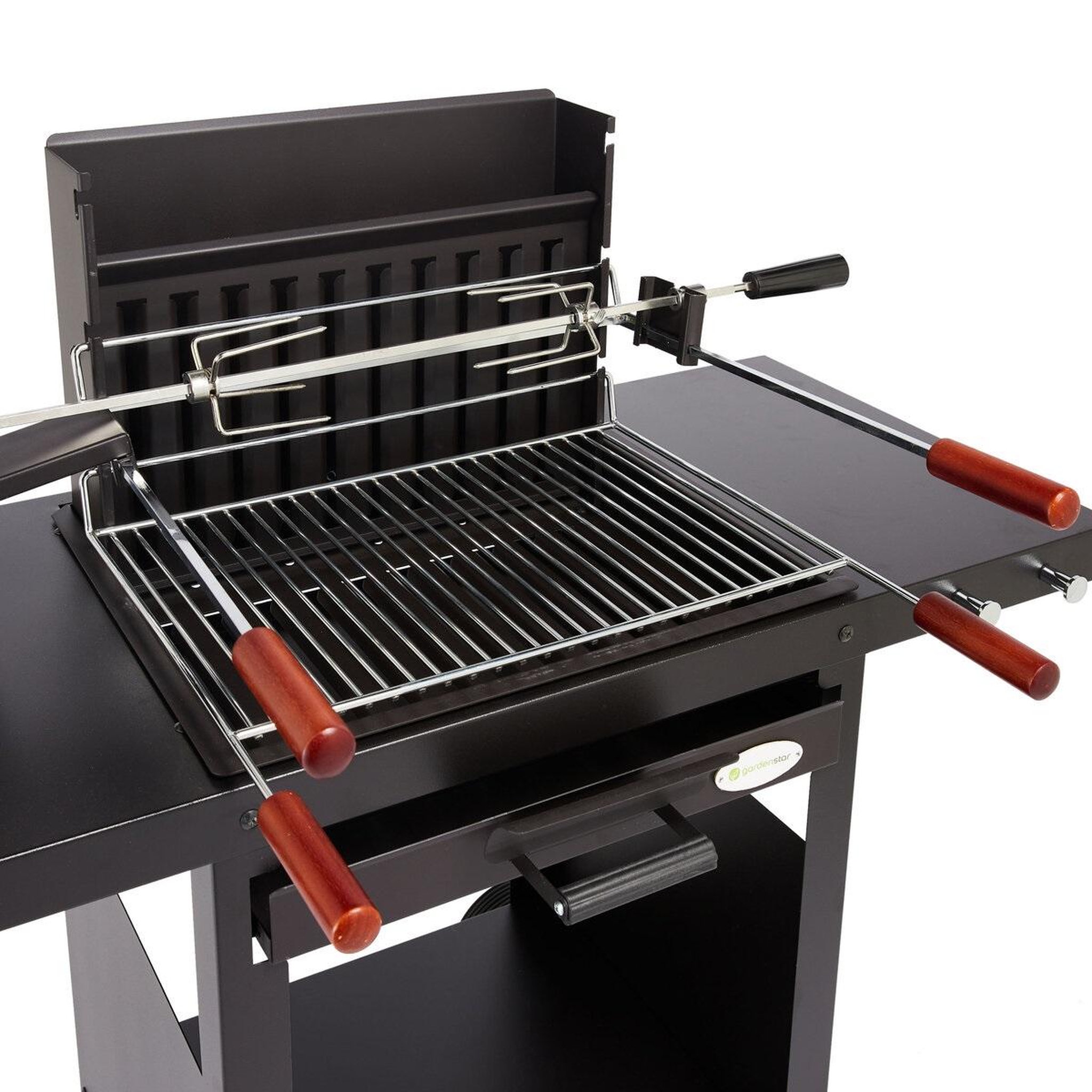 Voir la diapositive 2 : GARDENSTAR Barbecue au charbon de bois en acier VERTICAL