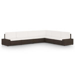 VIDAXL Salon de jardin 6 pcs avec coussins Marron Resine tressee