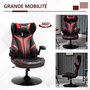 Voir la diapositive 6 : VINSETTO Fauteuil gaming base ronde métal pivotante 360° hauteur réglable tétière accoudoirs relevables PVC rouge noir