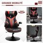Voir la diapositive 6 : VINSETTO Fauteuil gaming base ronde métal pivotante 360° hauteur réglable tétière accoudoirs relevables PVC rouge noir
