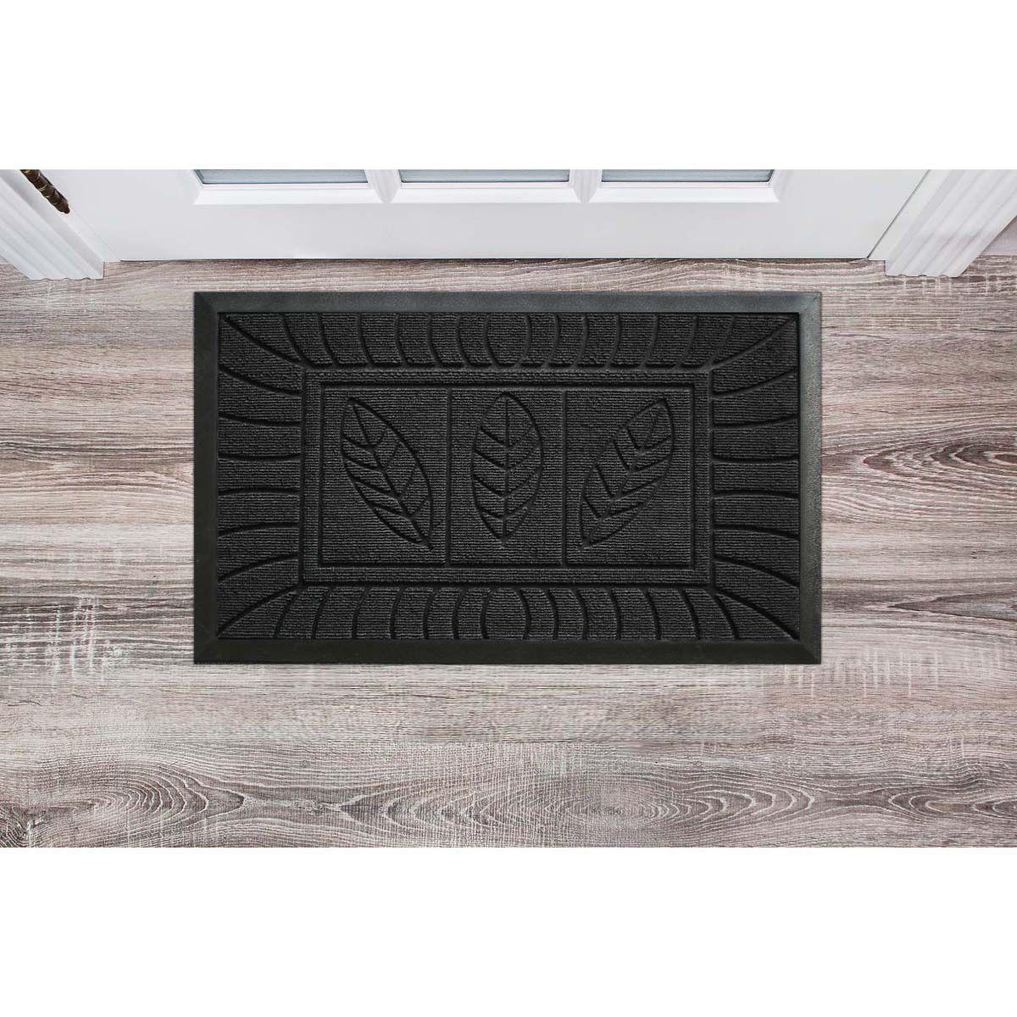Voir la diapositive 3 : Douceur d'Intérieur Tapis d'Entrée  Feuilles  45x75cm Noir