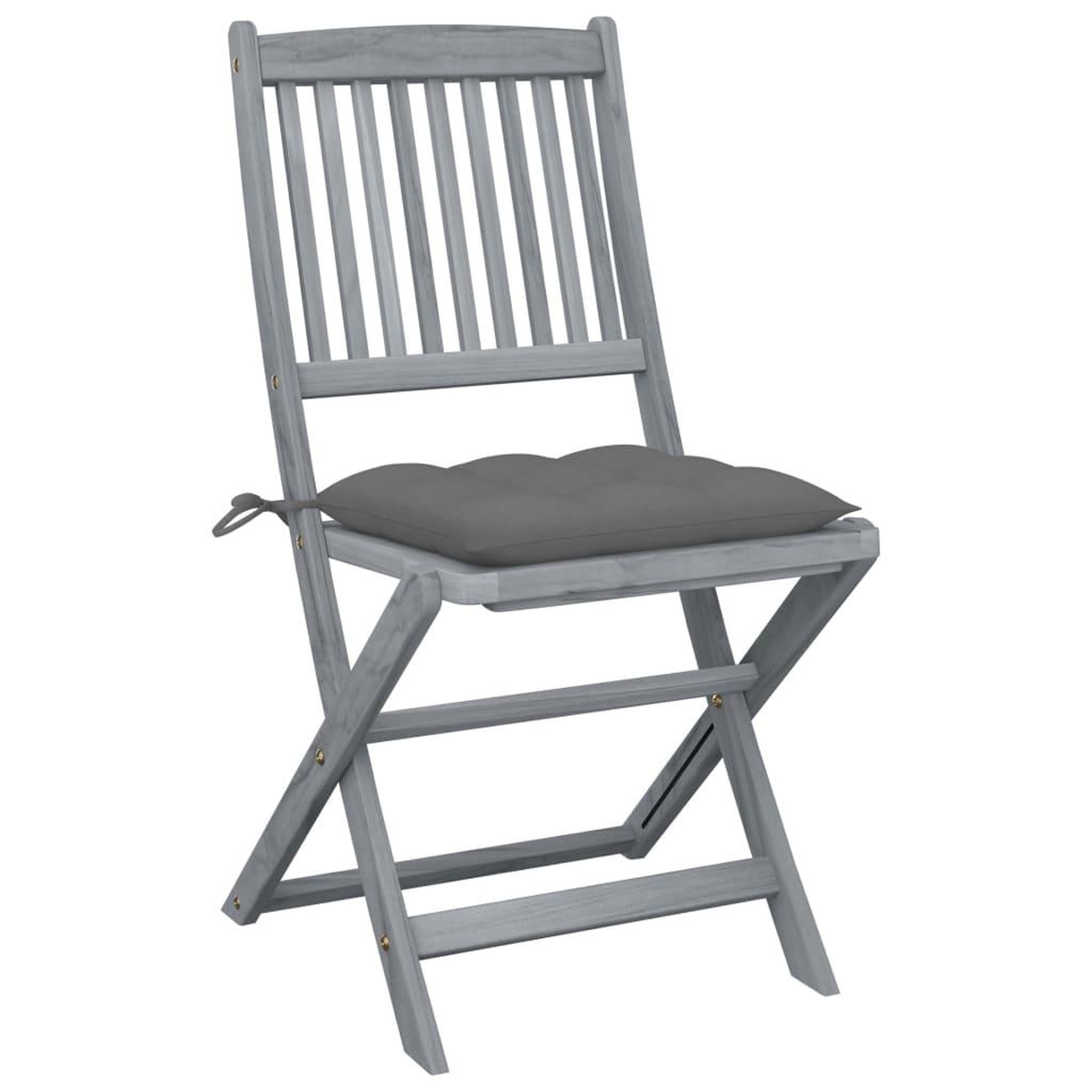 Voir la diapositive 2 : VIDAXL Chaises pliables d'exterieur lot de 2 et coussins Bois d'acacia