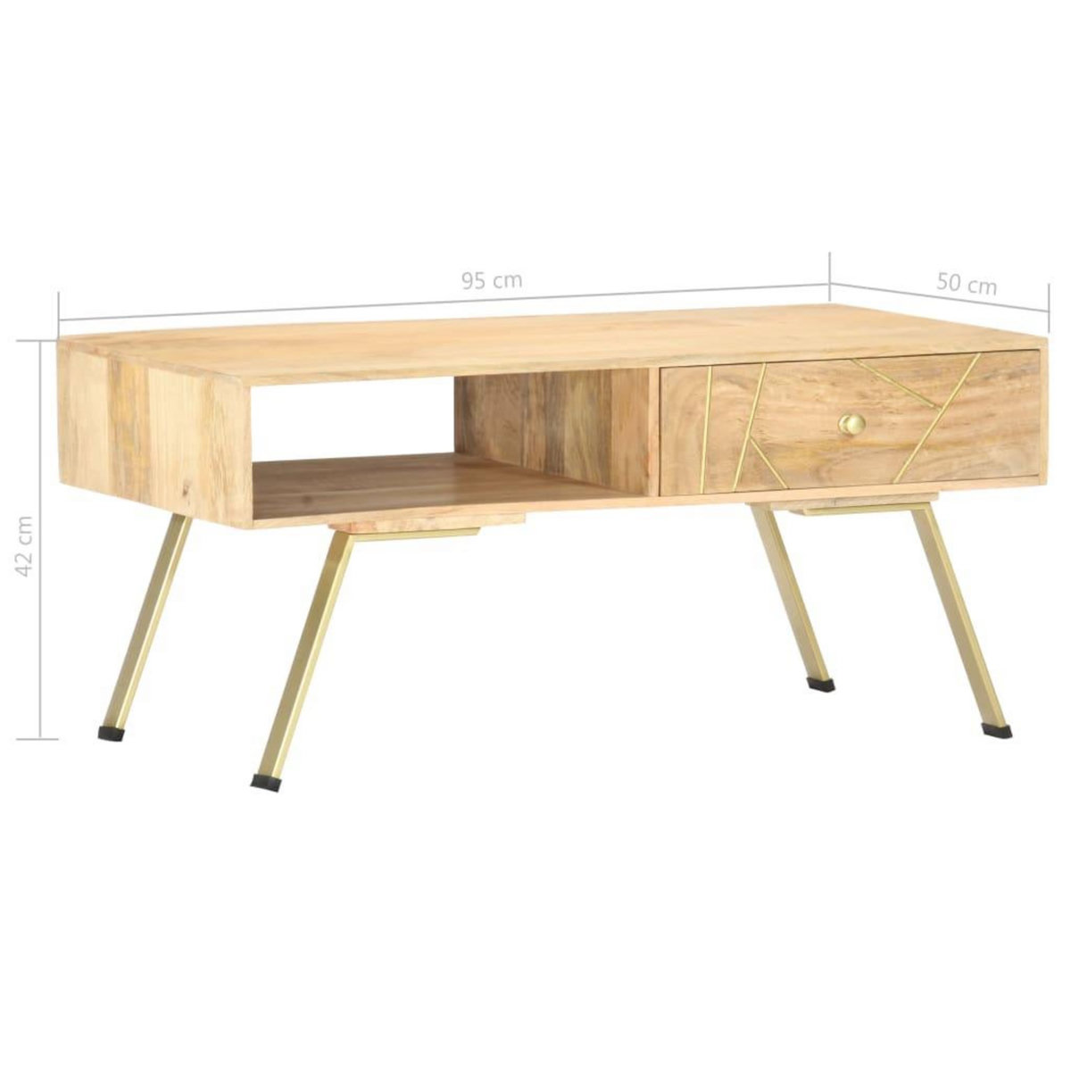 VIDAXL Table basse 95x50x42 cm bois de manguier massif