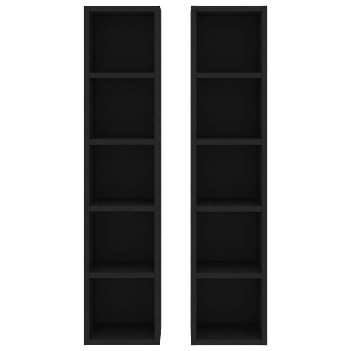 VIDAXL Armoires a CD 2 pcs Noir 21x16x93,5 cm Bois d'ingenierie