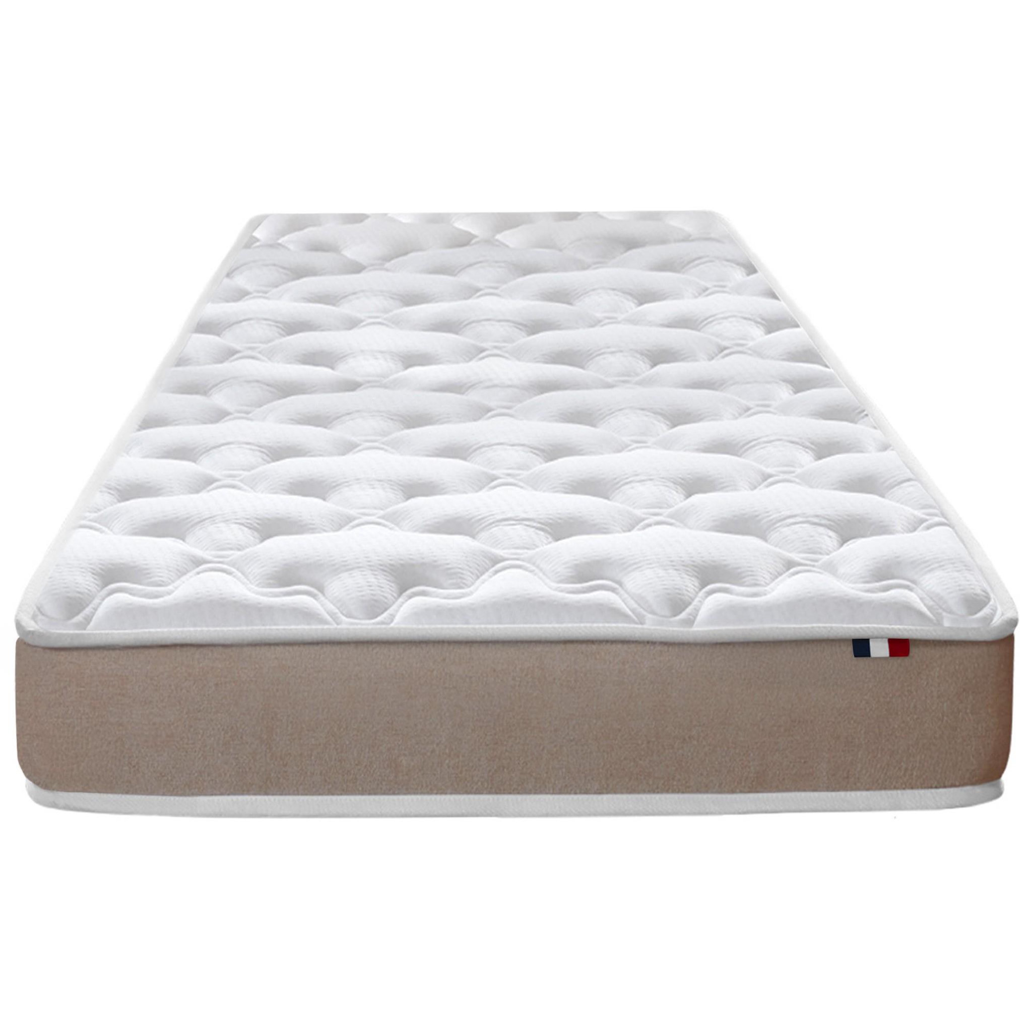 IDLITERIE Matelas en polylatex 80 kg/m , H 21 cm - Fabrication Française. Coloris disponibles : Blanc