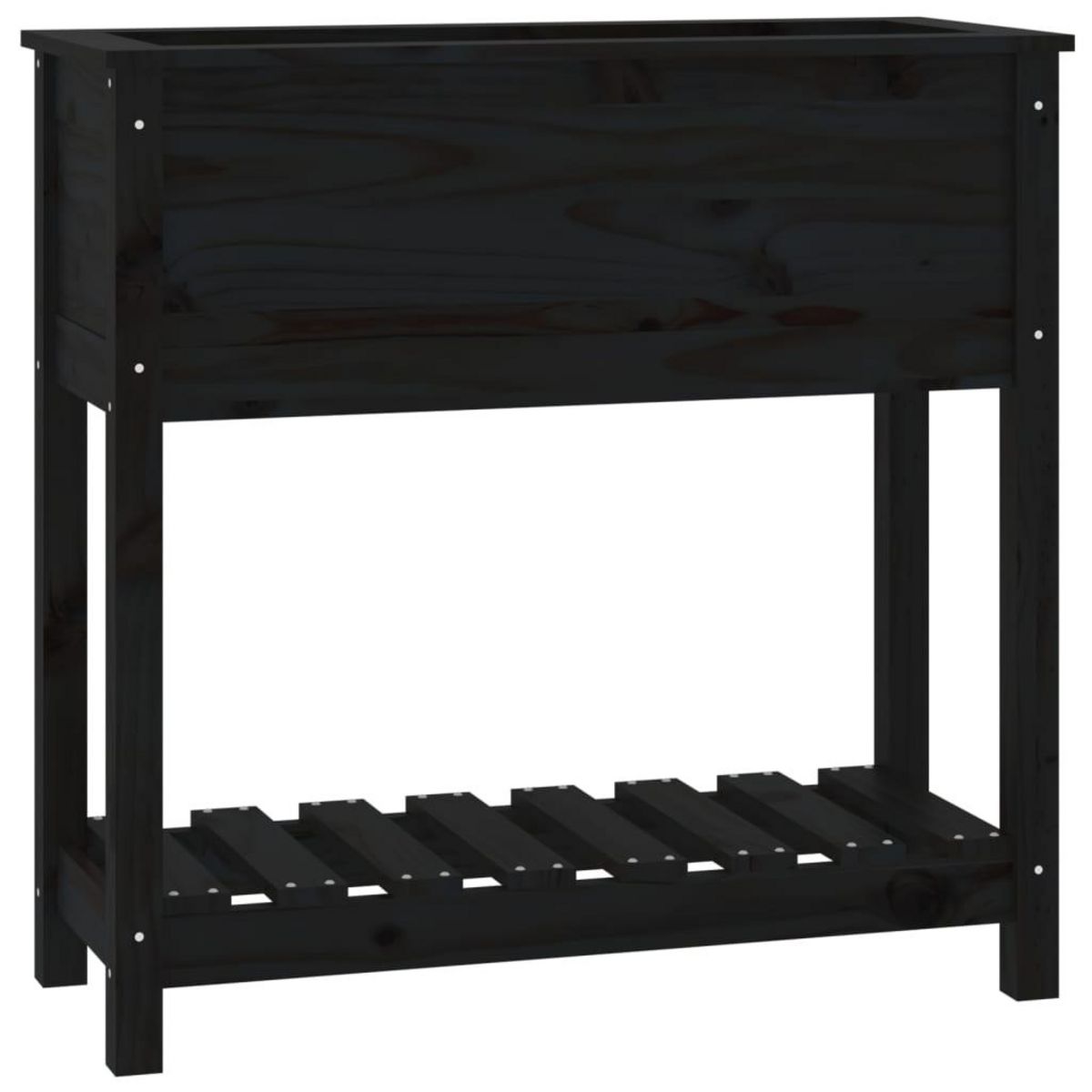 VIDAXL Jardiniere avec etagere Noir 82,5x34,5x81 cm Bois massif de pin