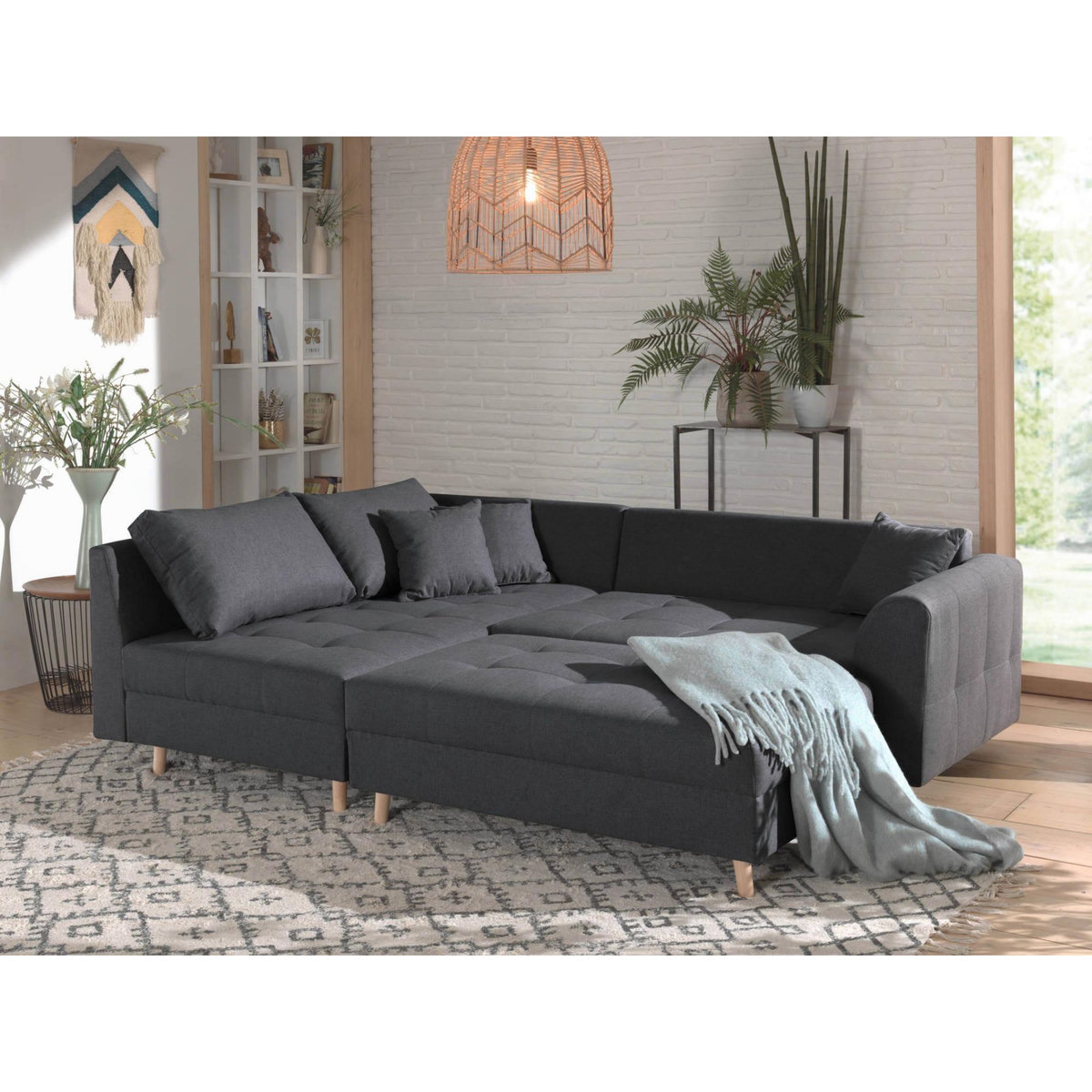 LISA DESIGN Rune - canapé d'angle - avec pouf d'appoint - 4 places - style scandinave - gauche