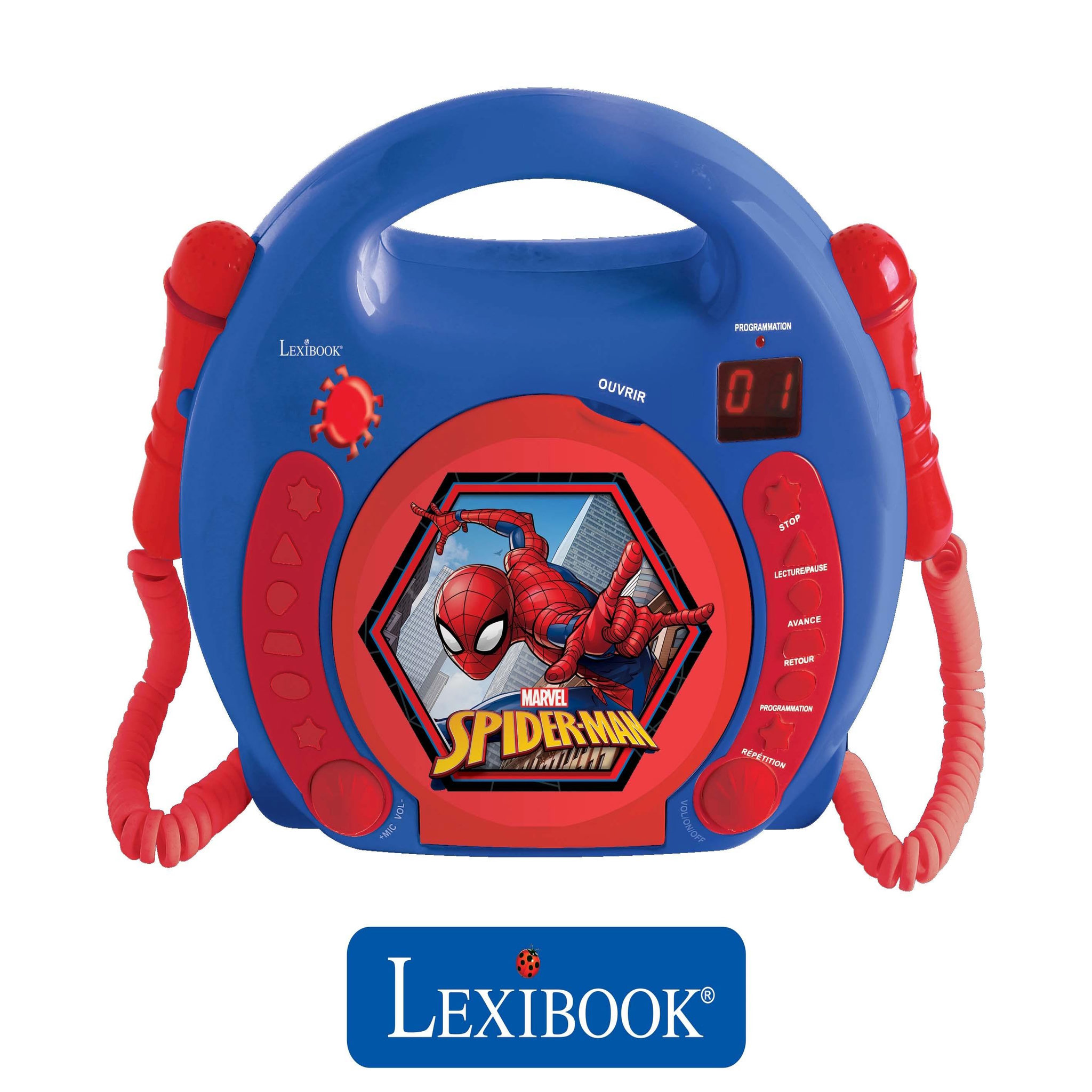 Voir la diapositive 2 : Lexibook Lecteur CD portable avec 2 microphones SpiderMan