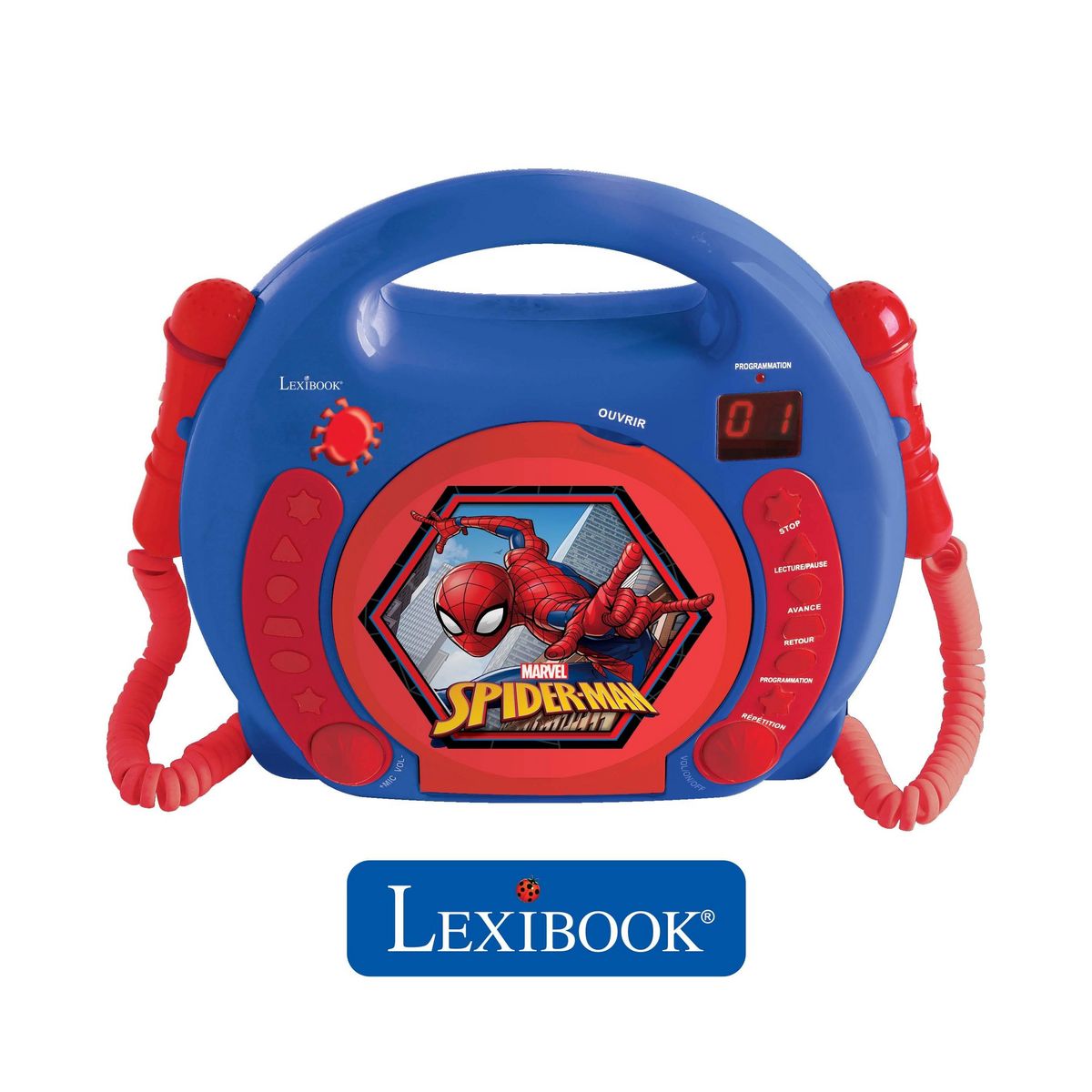 Lexibook Lecteur CD portable avec 2 microphones SpiderMan