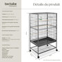 Voir la diapositive 6 : tectake Cage à oiseaux en finition martelée gris anthracite