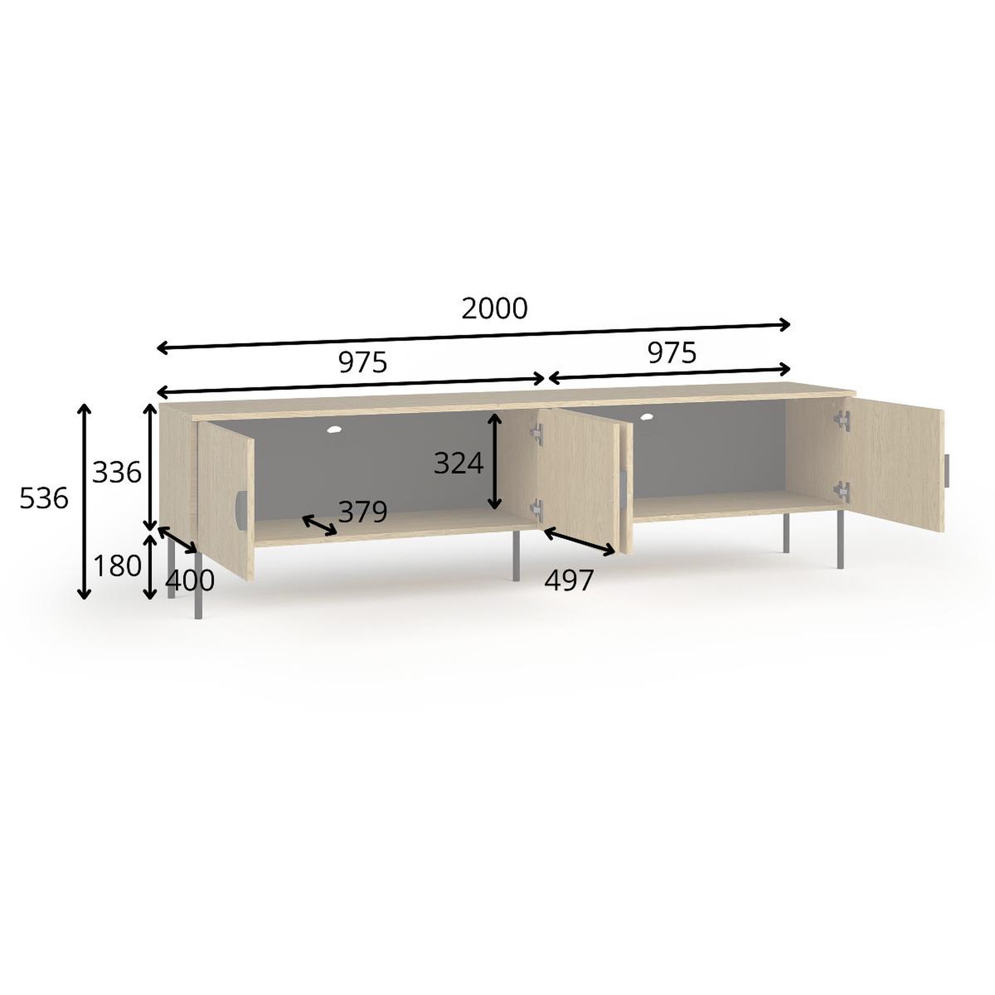 Voir la diapositive 5 : JLC KREATION Meuble tv moderne 4 portes bois et métal 200cm dimitri