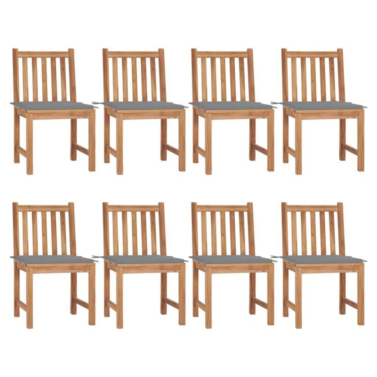 VIDAXL Chaises de jardin lot de 8 avec coussins Bois de teck massif
