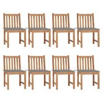 VIDAXL Chaises de jardin lot de 8 avec coussins Bois de teck massif