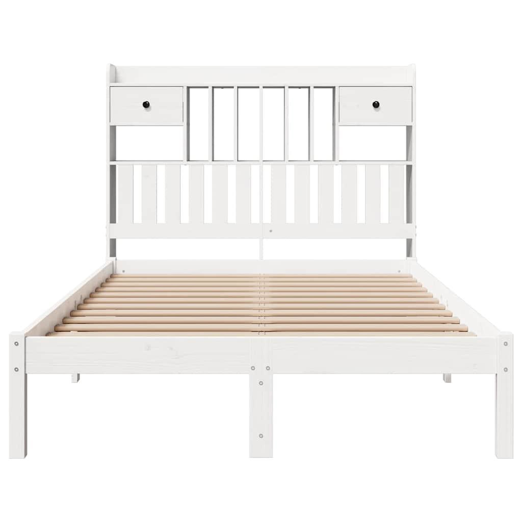 Voir la diapositive 4 : VIDAXL Lit bibliotheque sans matelas blanc 135x190 cm bois pin massif