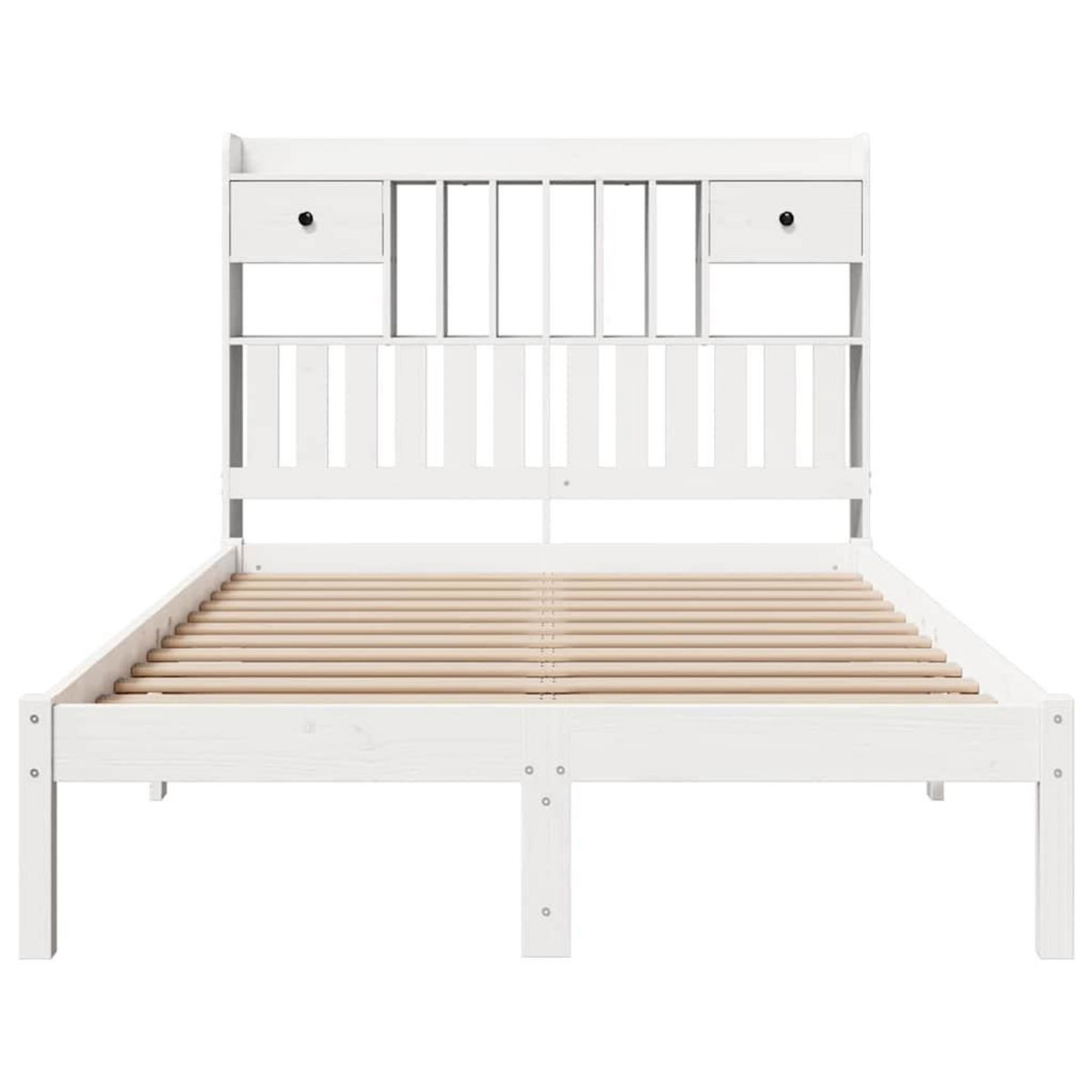 VIDAXL Lit bibliotheque sans matelas blanc 135x190 cm bois pin massif