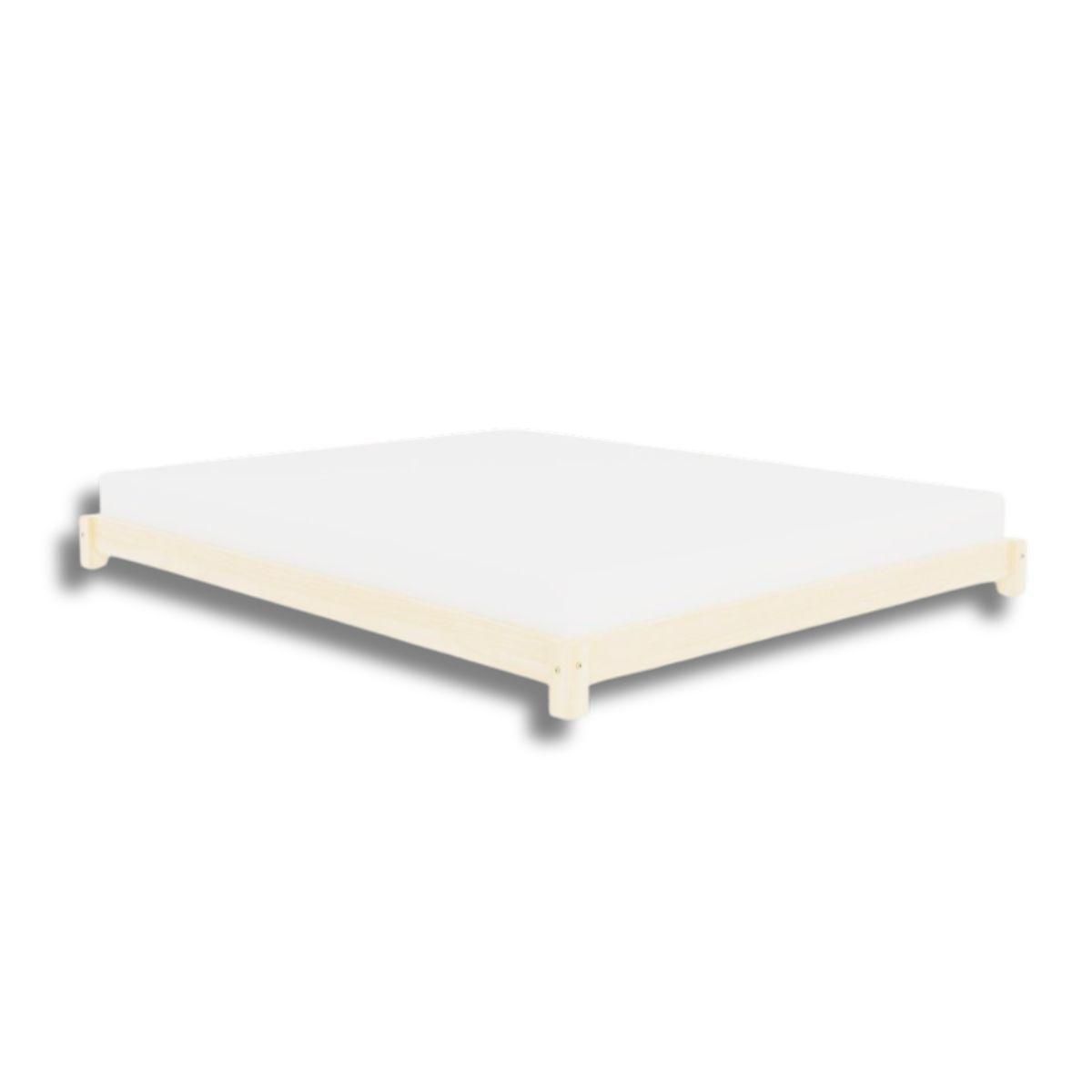 BENLEMI Lit double en bois TATAMI Verni 180x200cm