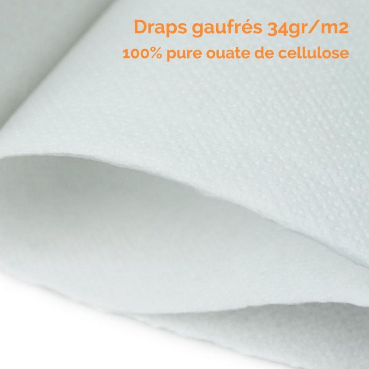 VIVEZEN Lot de 4 draps d'examen blanc 70cm x 42m - 34g/m2 double épaisseur aspect gaufré 100% pure ouate